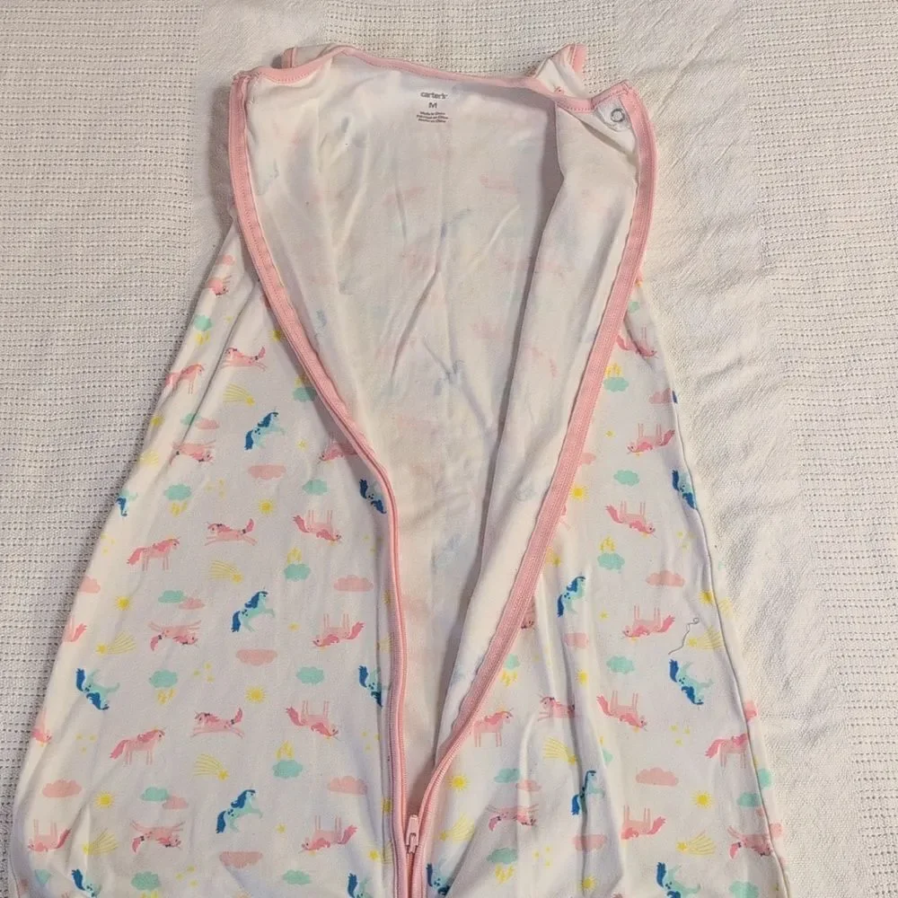 Carter's Medium 6-9 months Pink Unicorn Cotton Zippered Sleep Sack
